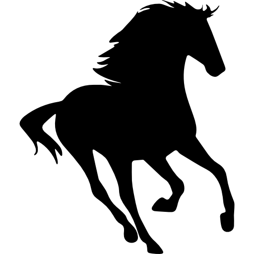 Horse running silhouette facing right